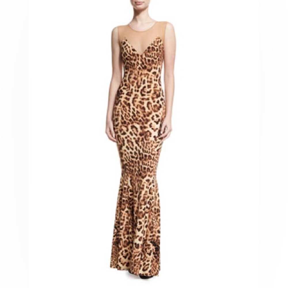 Norma Kamali Long Leopard 🐆 Fishtail dress XS